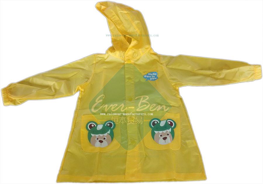 Yellow Nylon Rains Parka for Children